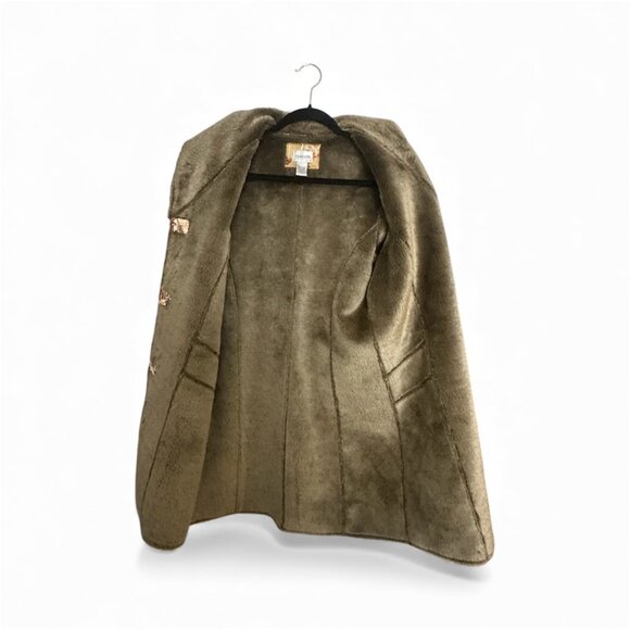 Chico's VINTAGE Boho Art to Wear paisley print faux fur-lined coat jacket - Picture 3 of 11